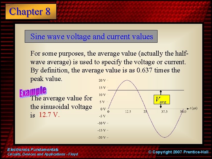 Chapter 8 Sine wave voltage and current values For some purposes, the average value