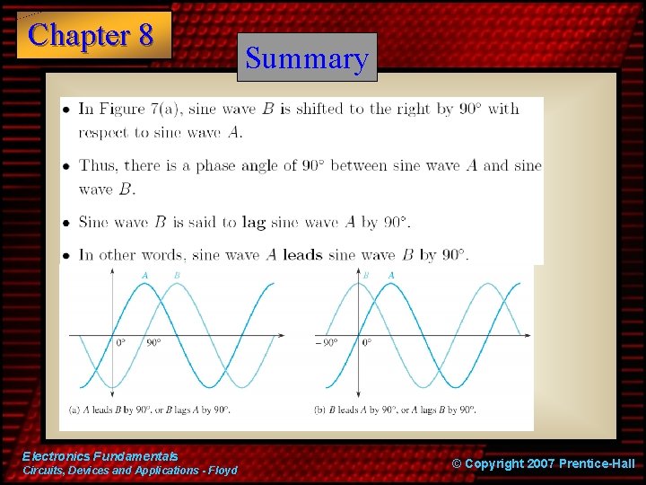 Chapter 8 Electronics Fundamentals Circuits, Devices and Applications - Floyd Summary © Copyright 2007
