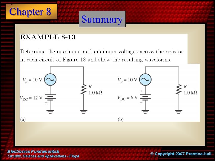 Chapter 8 Electronics Fundamentals Circuits, Devices and Applications - Floyd Summary © Copyright 2007