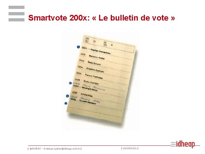 Smartvote 200 x: « Le bulletin de vote » | ©IDHEAP – Andreas. Ladner@idheap.