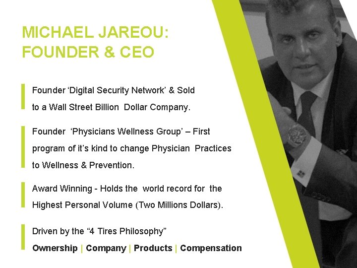 MICHAEL JAREOU: FOUNDER & CEO Founder ‘Digital Security Network’ & Sold to a Wall