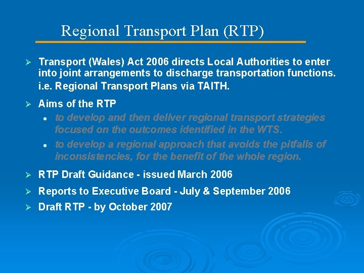 Integrated Transport Policy Regional Transport Plan Environment ...