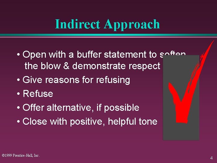 WRITING BADNEWS MESSAGES 1999 PrenticeHall Inc 1 Objectives