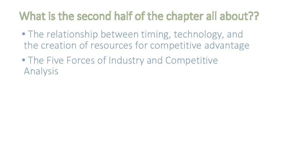 What is the second half of the chapter all about? ? • The relationship