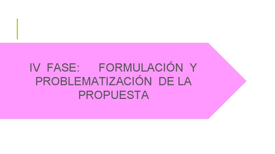 IV FASE: FORMULACIÓN Y PROBLEMATIZACIÓN DE LA PROPUESTA 