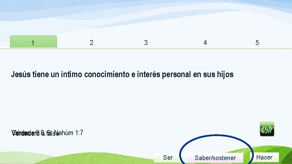 1 2 4 3 5 Jesús tiene un íntimo conocimiento e interés personal en