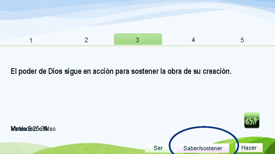 1 2 4 3 5 El poder de Dios sigue en acción para sostener