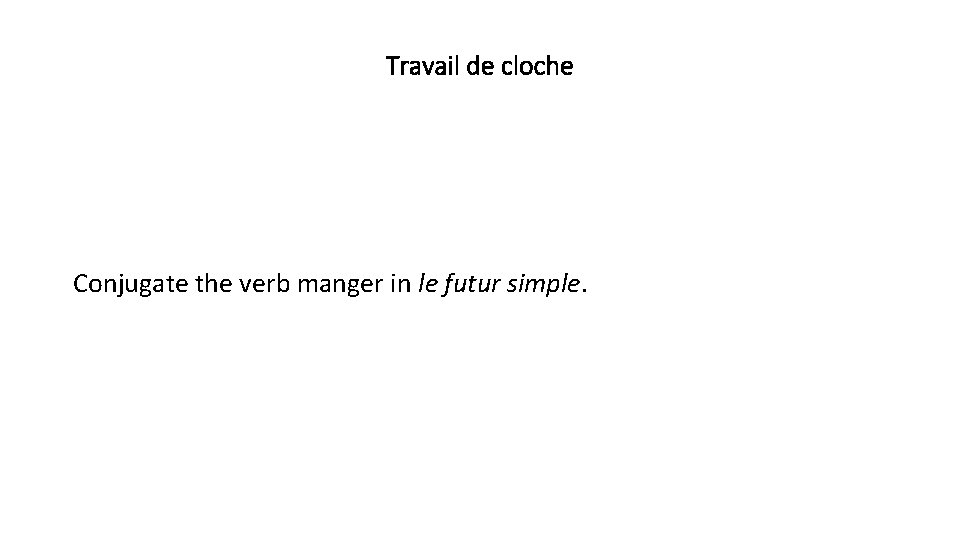 Travail de cloche Conjugate the verb manger in le futur simple. 