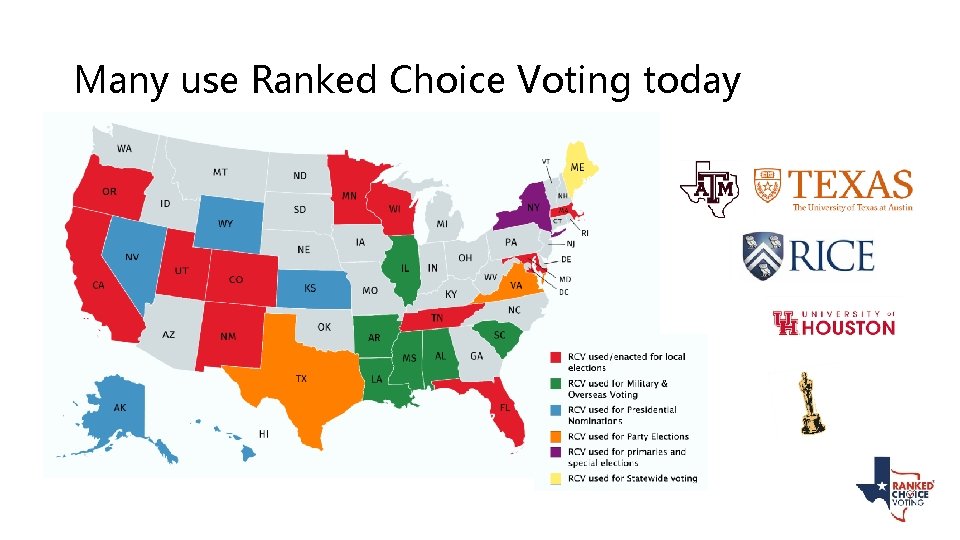 Many use Ranked Choice Voting today 