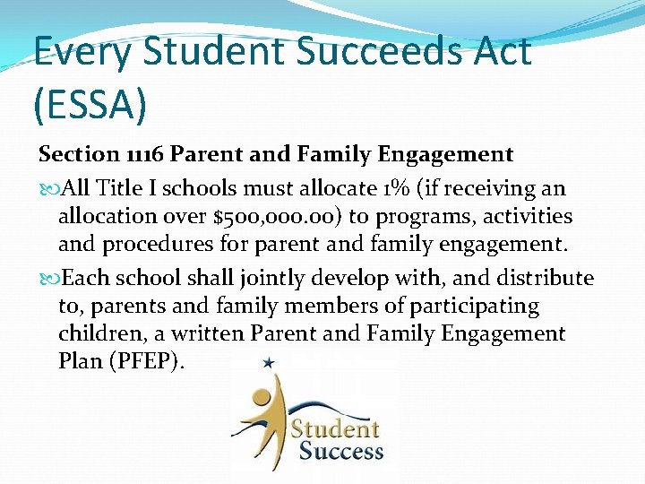 Every Student Succeeds Act (ESSA) Section 1116 Parent and Family Engagement All Title I