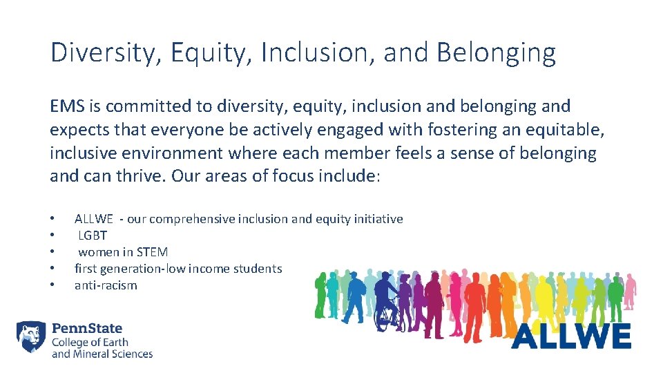 Diversity, Equity, Inclusion, and Belonging EMS is committed to diversity, equity, inclusion and belonging