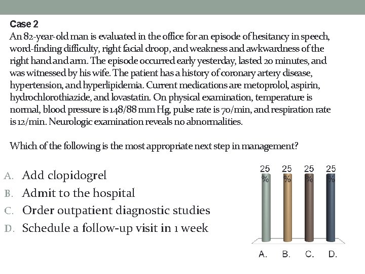 Case 2 An 82 -year-old man is evaluated in the office for an episode