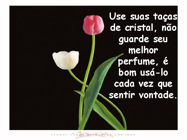 Use suas taças de cristal, não guarde seu melhor perfume, é bom usá-lo cada