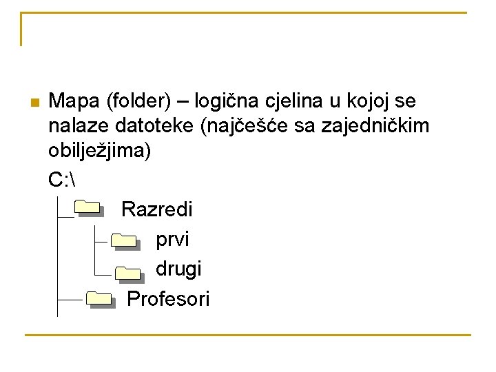 n Mapa (folder) – logična cjelina u kojoj se nalaze datoteke (najčešće sa zajedničkim