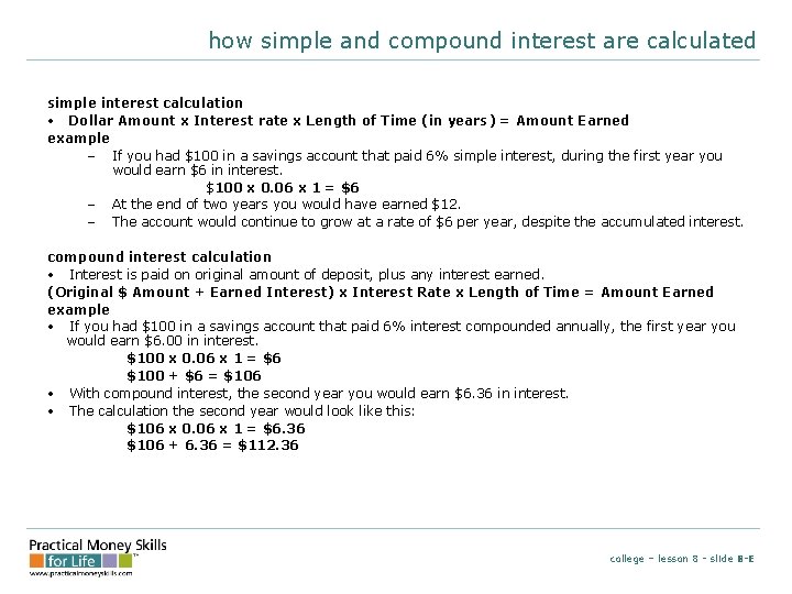 how simple and compound interest are calculated simple interest calculation • Dollar Amount x