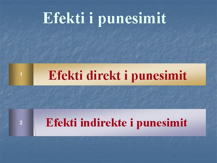 Efekti i punesimit 1 Efekti direkt i punesimit 2 Efekti indirekte i punesimit 