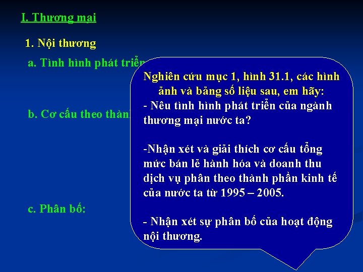 I. Thương ma i 1. Nội thương a. Tình hình phát triển: Nghiên cứu
