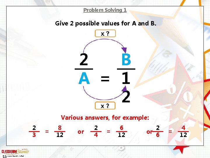 Problem Solving 1 Give 2 possible values for A and B. 2 B A