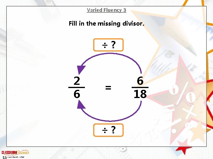 Varied Fluency 3 Fill in the missing divisor. ÷? 2 6 = ÷? ©