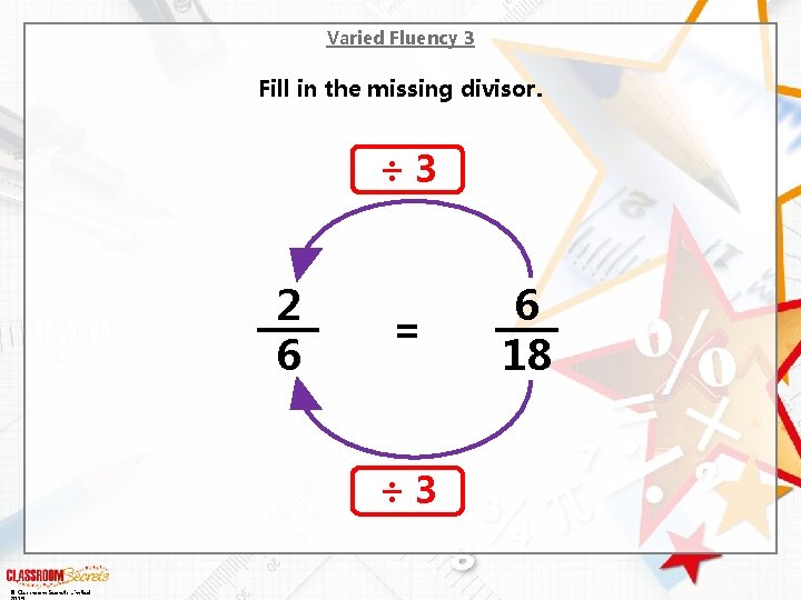 Varied Fluency 3 Fill in the missing divisor. ÷ 3 2 6 = ÷