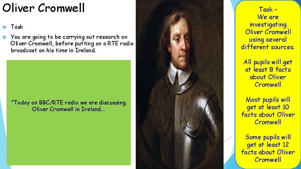 Oliver Cromwell Task You are going to be carrying out research on Oliver Cromwell,