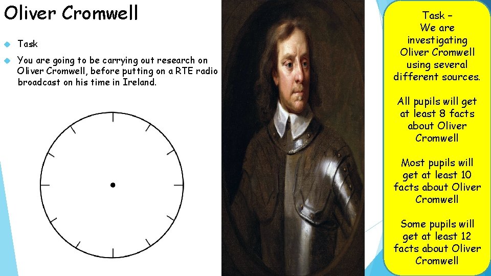 Oliver Cromwell Task You are going to be carrying out research on Oliver Cromwell,