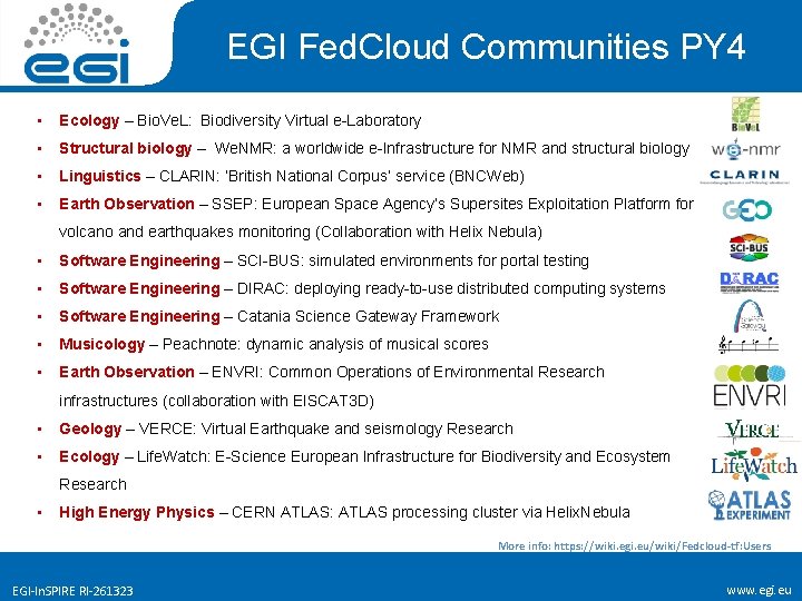 EGI Fed. Cloud Communities PY 4 • Ecology – Bio. Ve. L: Biodiversity Virtual