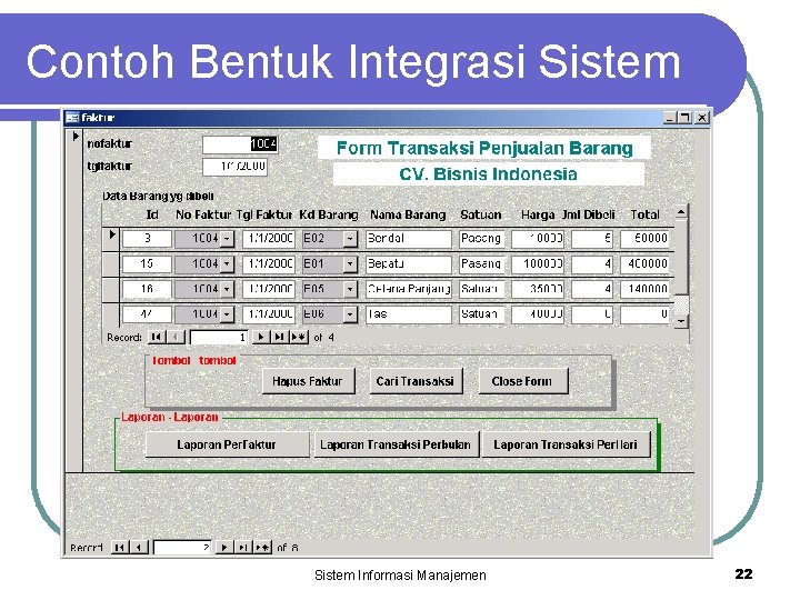 Contoh Bentuk Integrasi Sistem Informasi Manajemen 22 