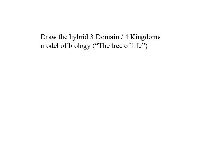 Draw the hybrid 3 Domain / 4 Kingdoms model of biology (“The tree of Draw the hybrid 3 Domain / 4 Kingdoms model of biology (“The tree of
