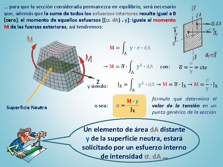 … para que la sección considerada permanezca en equilibrio, será necesario que, además que