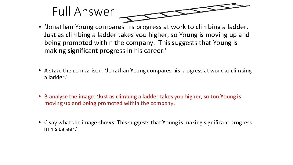 Full Answer • ‘Jonathan Young compares his progress at work to climbing a ladder.