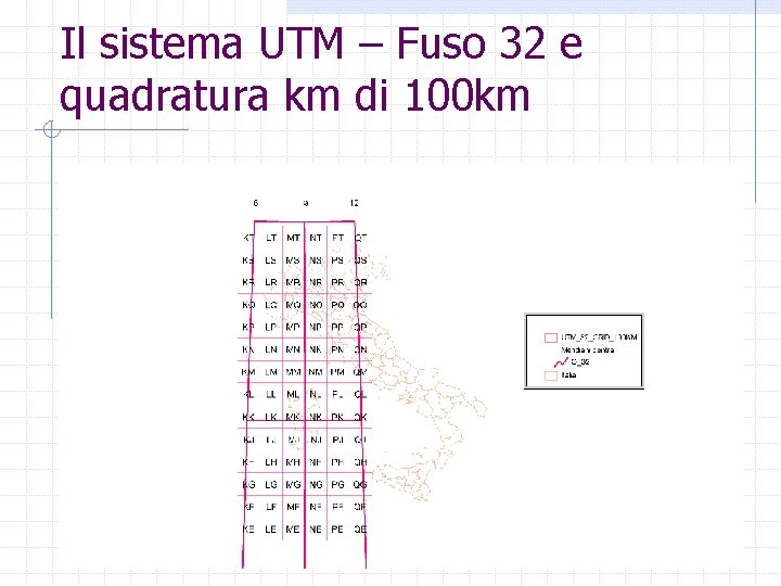 Il sistema UTM – Fuso 32 e quadratura km di 100 km 