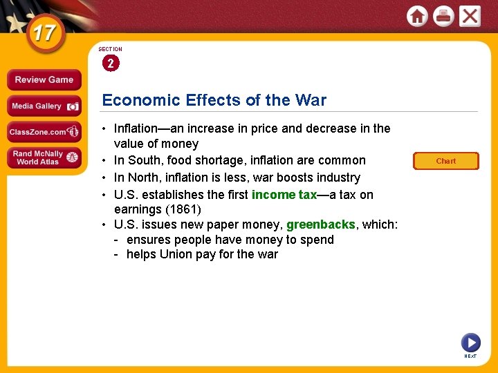 SECTION 2 Economic Effects of the War • Inflation—an increase in price and decrease