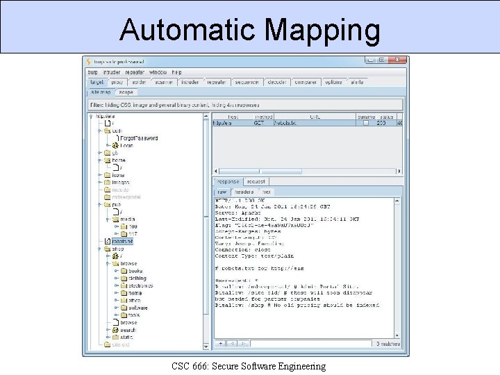 Automatic Mapping CSC 666: Secure Software Engineering 