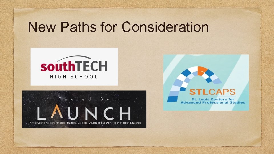 New Paths for Consideration 