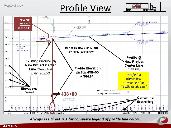 Profile View Profile Sheet 964. 94’ - 962. 50’ Fill = 2. 44’ What Profile View Profile Sheet 964. 94’ - 962. 50’ Fill = 2. 44’ What