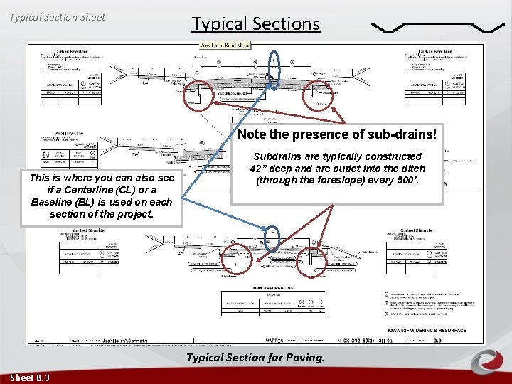 Typical Section Sheet Typical Sections Note the presence of sub-drains! This is where you Typical Section Sheet Typical Sections Note the presence of sub-drains! This is where you