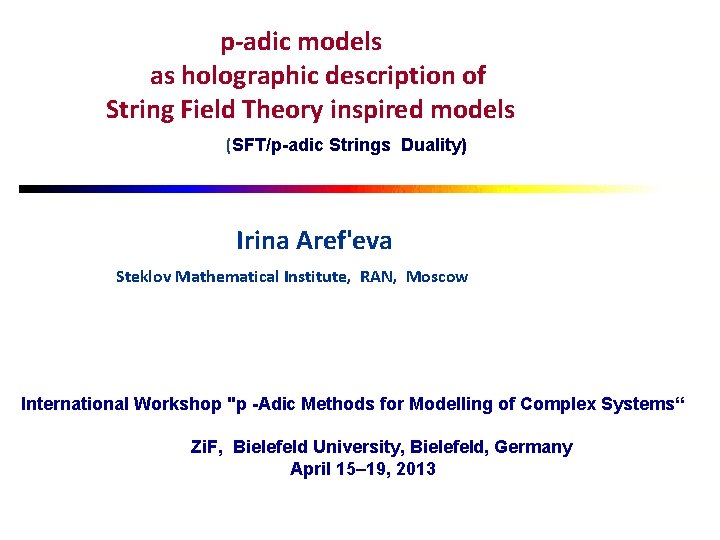 p-adic models as holographic description of String Field Theory inspired models (SFT/p-adic Strings Duality)