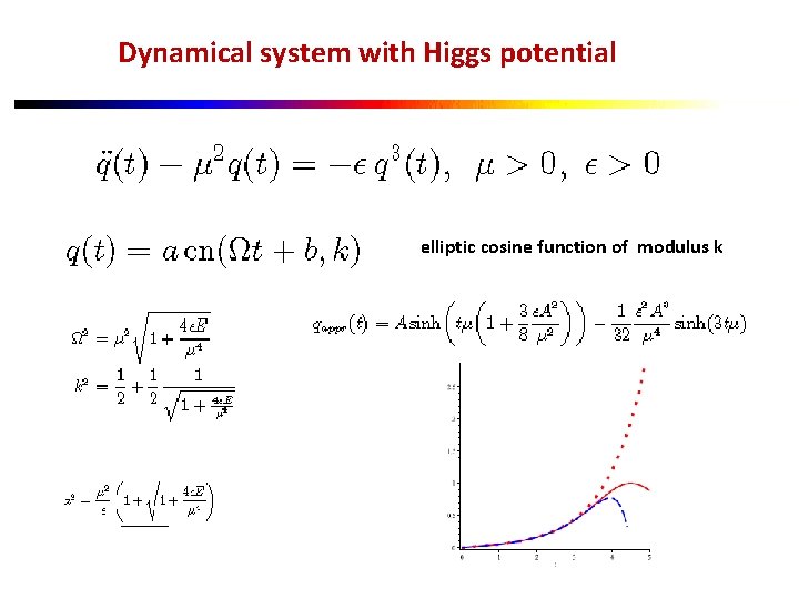 Dynamical system with Higgs potential elliptic cosine function of modulus k 