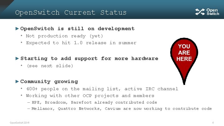 Open. Switch Current Status ► Open. Switch is still on development • Not production
