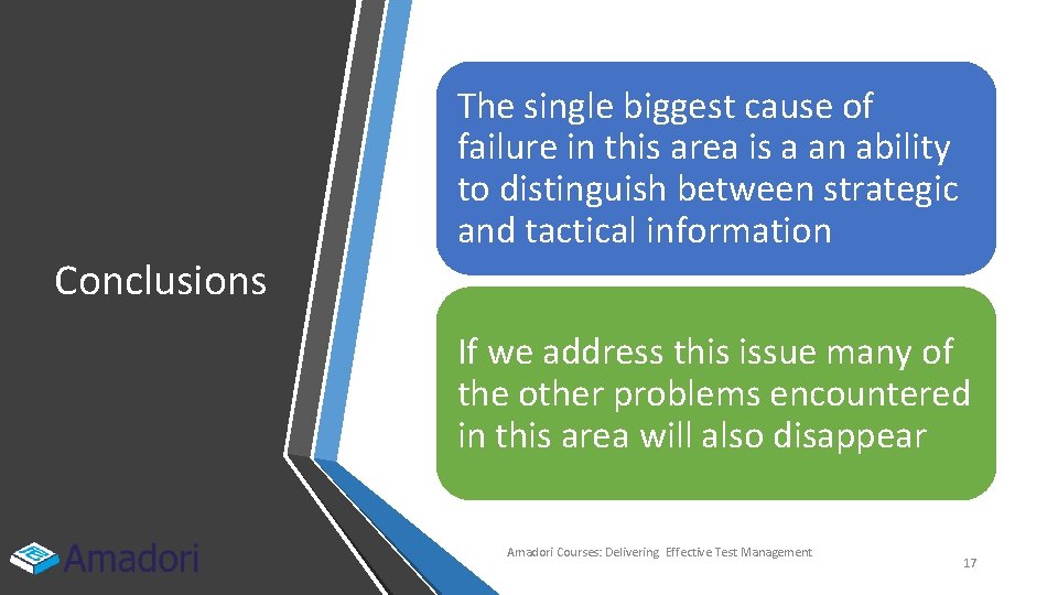 Conclusions The single biggest cause of failure in this area is a an ability