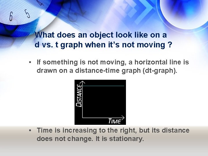 What does an object look like on a d vs. t graph when it’s