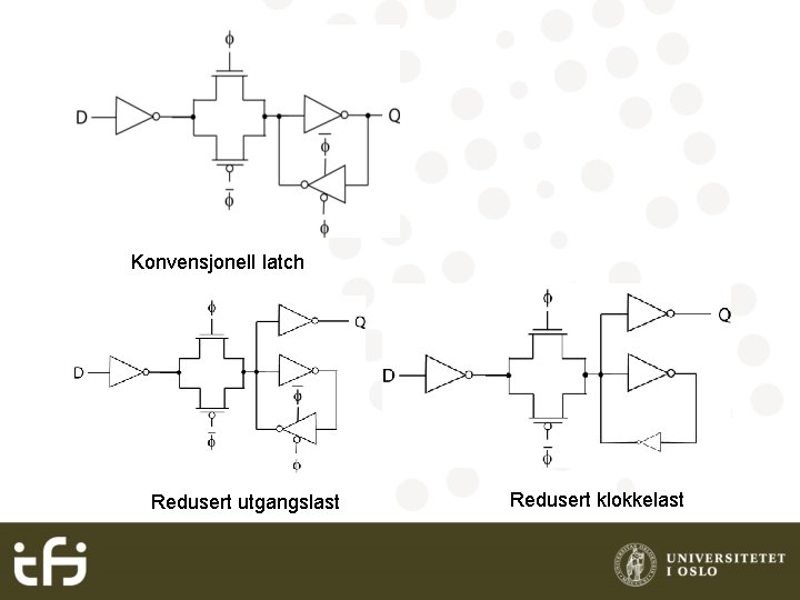 Konvensjonell latch Redusert utgangslast Redusert klokkelast 