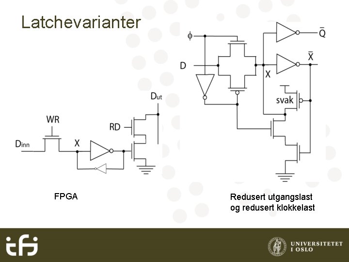 Latchevarianter FPGA Redusert utgangslast og redusert klokkelast 