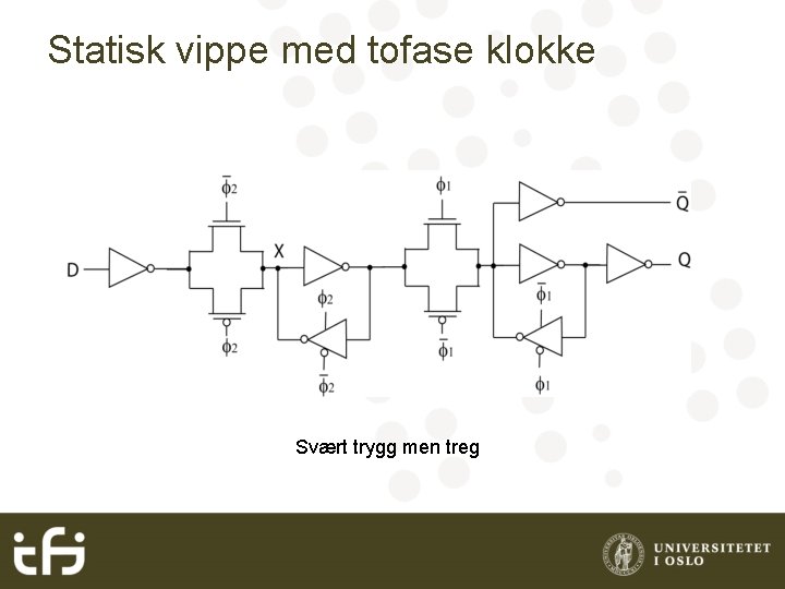 Statisk vippe med tofase klokke Svært trygg men treg 