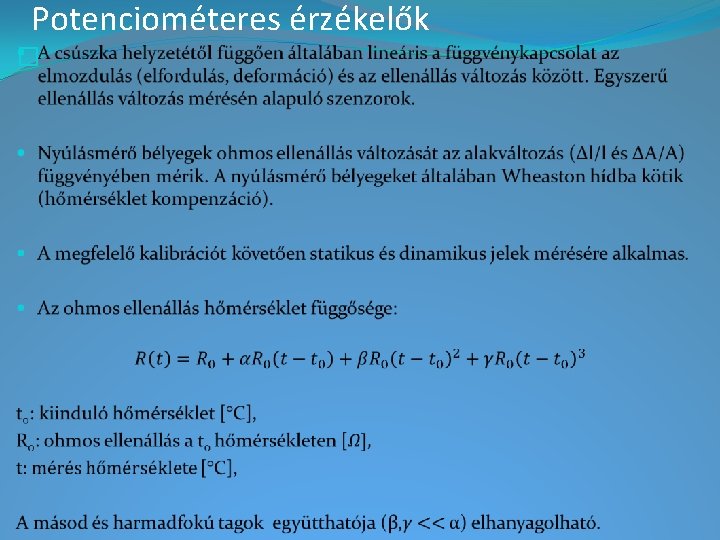 Potenciométeres érzékelők � 