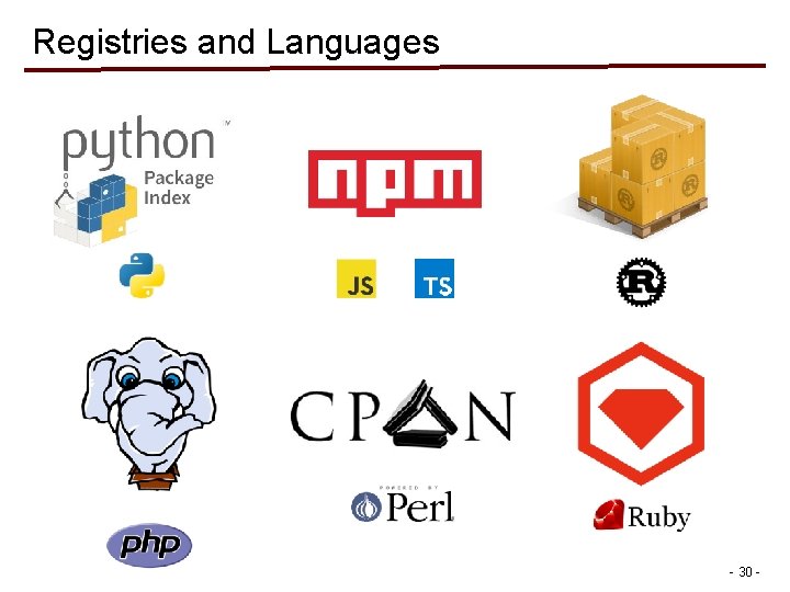 Registries and Languages - 30 - Registries and Languages - 30 -