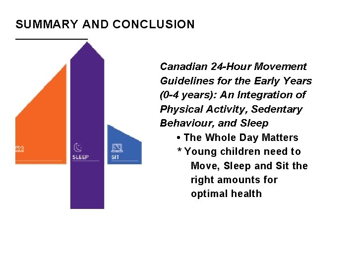SUMMARY AND CONCLUSION Canadian 24 -Hour Movement Guidelines for the Early Years (0 -4