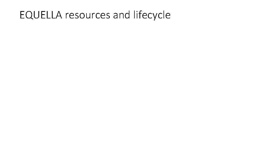 EQUELLA resources and lifecycle 