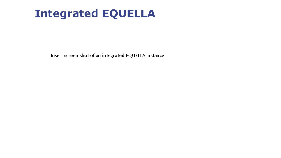 Integrated EQUELLA Insert screen shot of an integrated EQUELLA instance EQU 